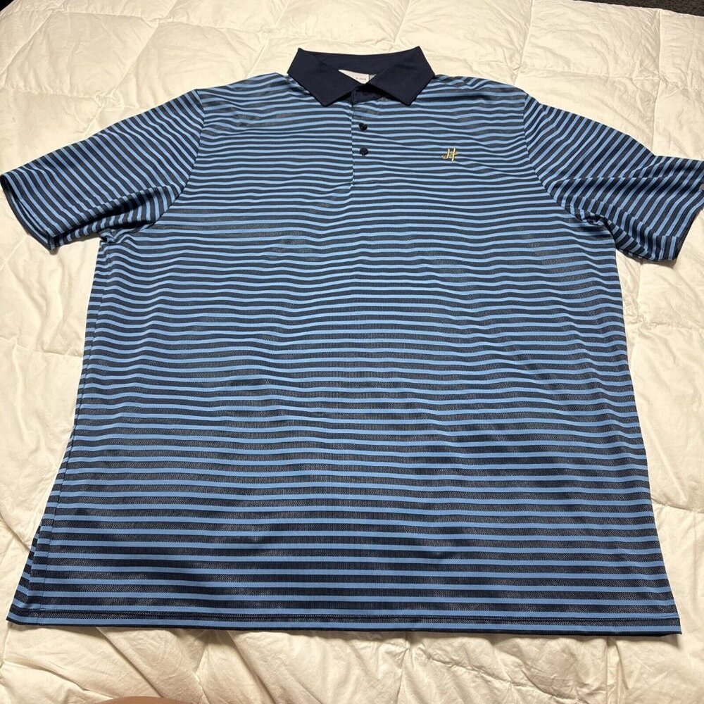 KJUS Golf Polo Shirt Men XL 5813 Blue Striped Short Sleeve Comfort Fit